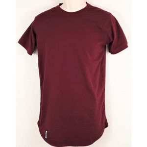 Zivi Mens Curved Hem Tee Burgundy Size Medium